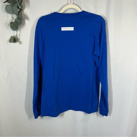 MASS MoCA Blue White Long Sleeve T-Shirt Top Women’s Size Medium - Picture 5 of 8